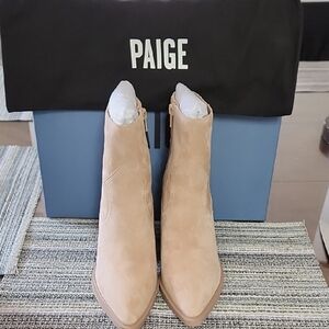 PAIGE Beige Suede Ankle Booties